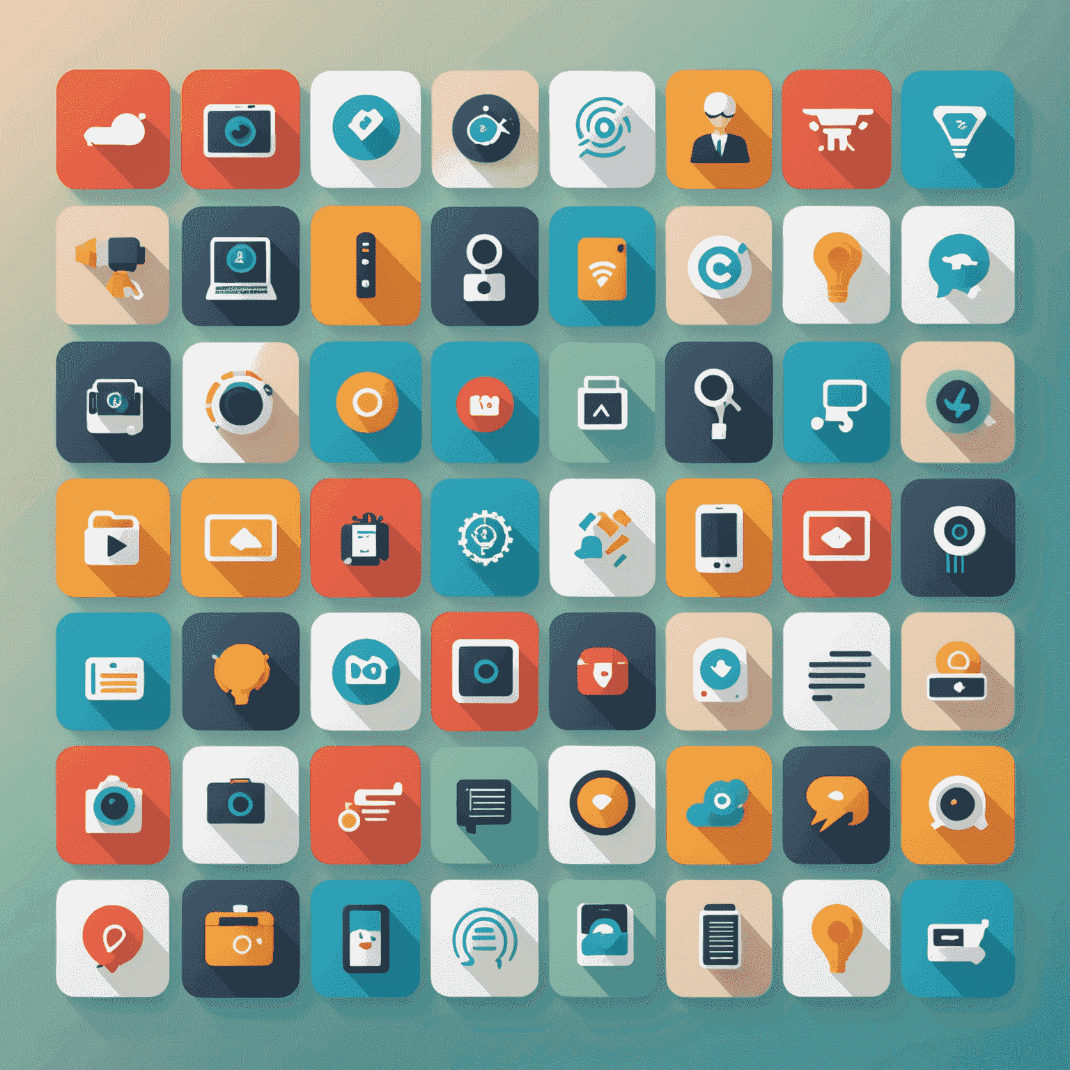 A collage of digital marketing trends for 2024, featuring icons representing AI, voice search, video content, personalization, and social commerce. The image uses a modern, minimalist design with a professional color scheme.